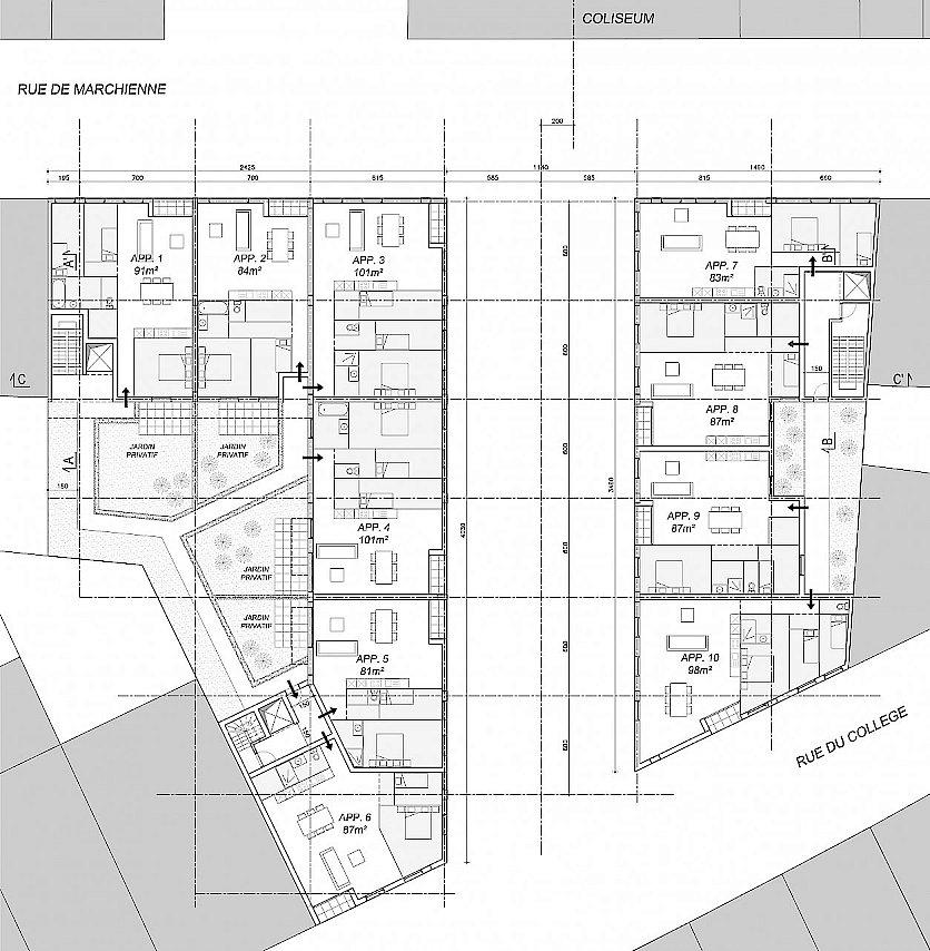 Handelsruimten en 20 appartementen Charlerloi