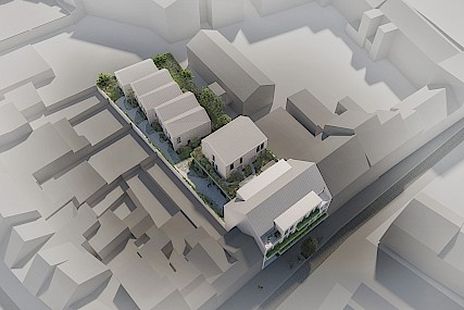 handelsgelijkvloers met 6 appartementen en 7 woningen vilvoorde
