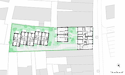 handelsgelijkvloers met 6 appartementen en 7 woningen 