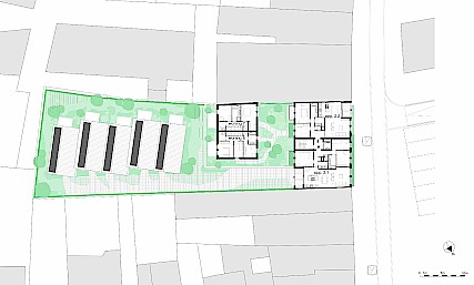 handelsgelijkvloers met 6 appartementen en 7 woningen 